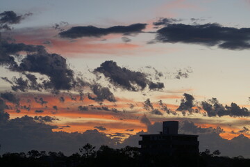 Fototapeta premium Purple and orange sky at sunset