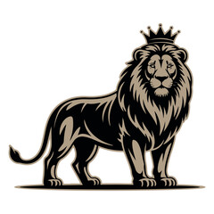Fototapeta premium Majestic and Powerful Lion Vector Illustration with Detailed Mane – King of the Jungle Wildlife Silhouette . Thank You .