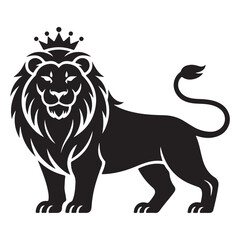 Obraz premium Majestic and Powerful Lion Vector Illustration with Detailed Mane – King of the Jungle Wildlife Silhouette . Thank You .