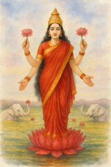 Varalakshmi puja poster design with goddess lakshmi.