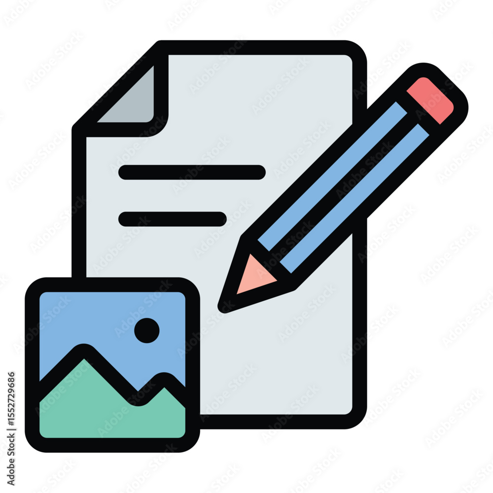 Aufkleber draft design icon flat line style illustration representing initial creative concepts and visual pla