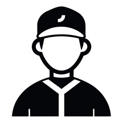 Illustration of Faceless Baseball Player Wearing Cap and Uniform in Black and White
