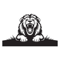 Majestic and Powerful Lion Vector Illustration with Detailed Mane &ndash; King of the Jungle Wildlife Silhouette . Thank You .