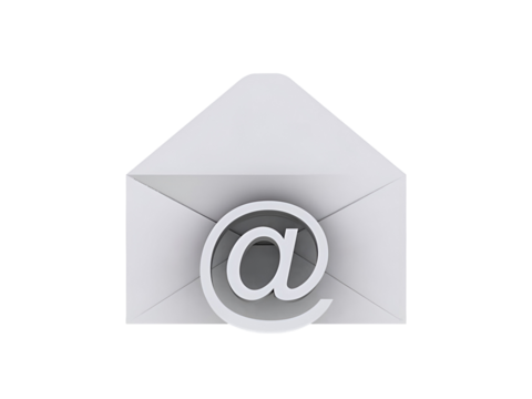 An envelope with an '@' symbol, representing email communication and digital messaging.