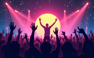 music festival poster for night party. High quality