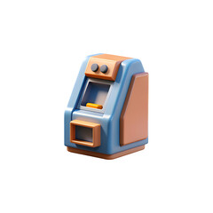 Obraz premium Stylized 3d illustration of a modern atm machine with blue and orange accents
