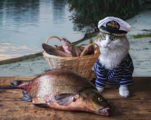  Cat - fisherman with a big fish