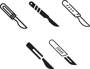 Set of sterile surgical instruments including scalpel, scissors, forceps, and clamps for hospital operations, medical procedures, and healthcare equipment