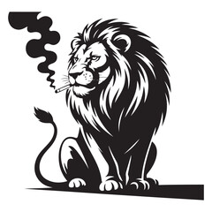 Obraz premium Powerful Roaring Lion Black Silhouette Vector Illustration – Majestic Jungle King Animal Graphic Symbol of Strength, Leadership, and Royalty for Branding, Apparel, and Wildlife Design. Thank You .