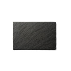 A rectangular black slate board with a textured surface, ideal for serving food or as a decorative...