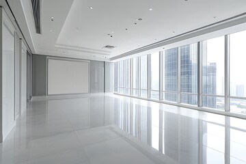 Modern Office Space High Rise City View Empty Room Design Interior Architecture
