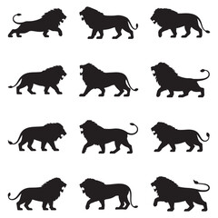 Powerful Roaring Lion Black Silhouette Vector Illustration &ndash; Majestic Jungle King Animal Graphic Symbol of Strength, Leadership, and Royalty for Branding, Apparel, and Wildlife Design. Thank You .
