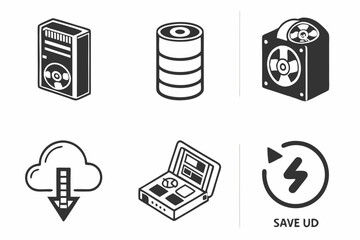 black and white icons set