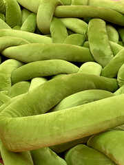 Abstract Green Velvet Soft Sculpture with Intertwined Tubes