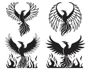 A set of vector wings sillhouete 