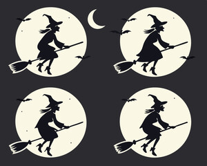 set of halloween silhouettes