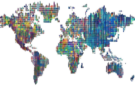 Abstract World Map Design Showcasing Global Reach with Artistic Flair