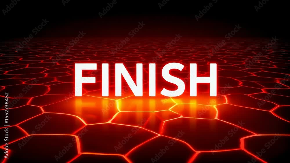 Poster glowing text reading finish on lava-like background with intense energy