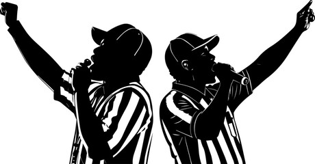 Referee Announcing Decision into a Microphone Silhouette Set