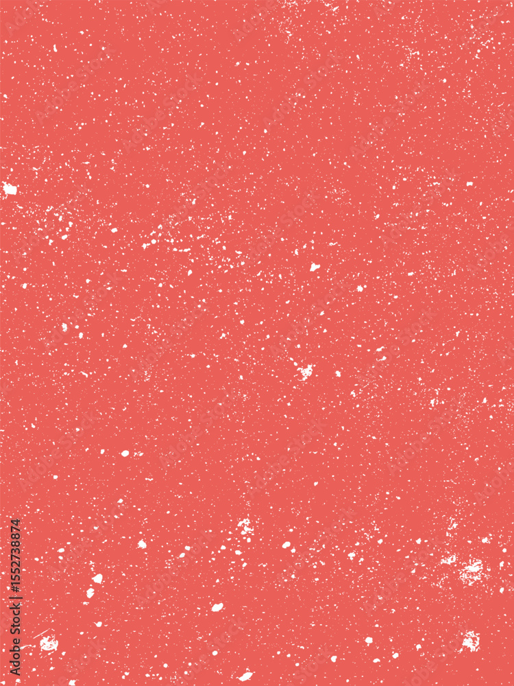 Poster a red surface is splattered with many tiny white dots creating a textured, speckled pattern. the dis