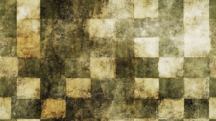 Aged textured checkerboard pattern in muted tones. Seamless pattern.