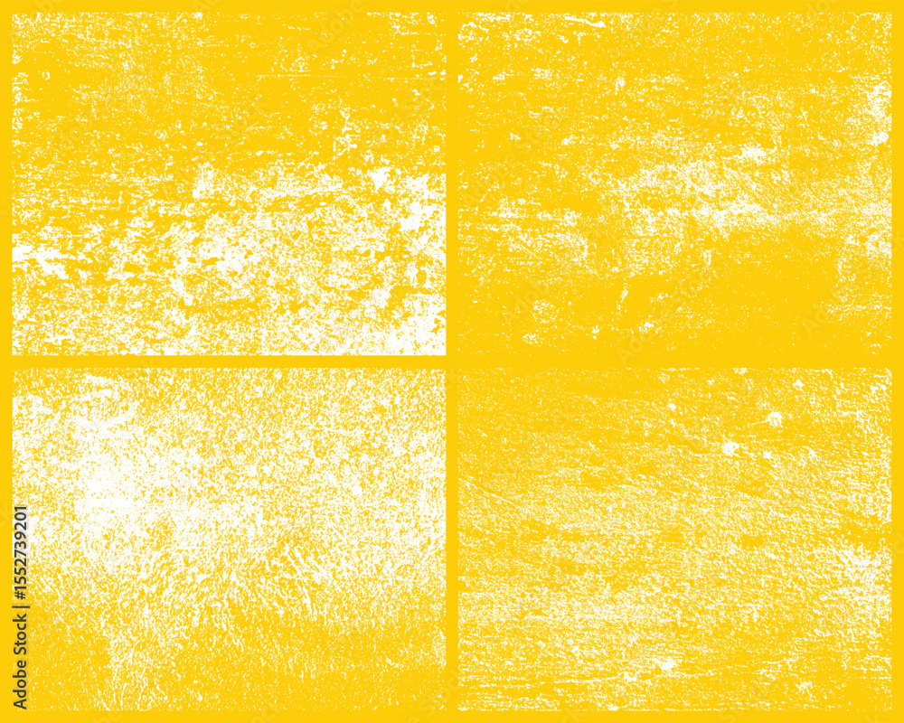 Poster an abstract image featuring a vibrant yellow backdrop overlaid with a distressed, textured white pat