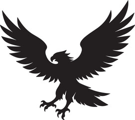 Eagle in Flight Silhouette – powerful and dynamic pose with wings spread.
