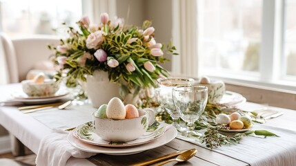 Easter Spring Table With Natural Elements