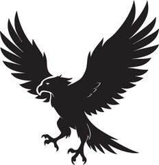 Eagle in Flight Silhouette – powerful and dynamic pose with wings spread.
