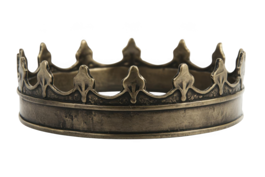 Examine gold decorative crown, an elegant artifact for symbolic concepts.