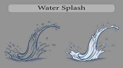 Flowing water splash isolated on white background, Vector illustration.