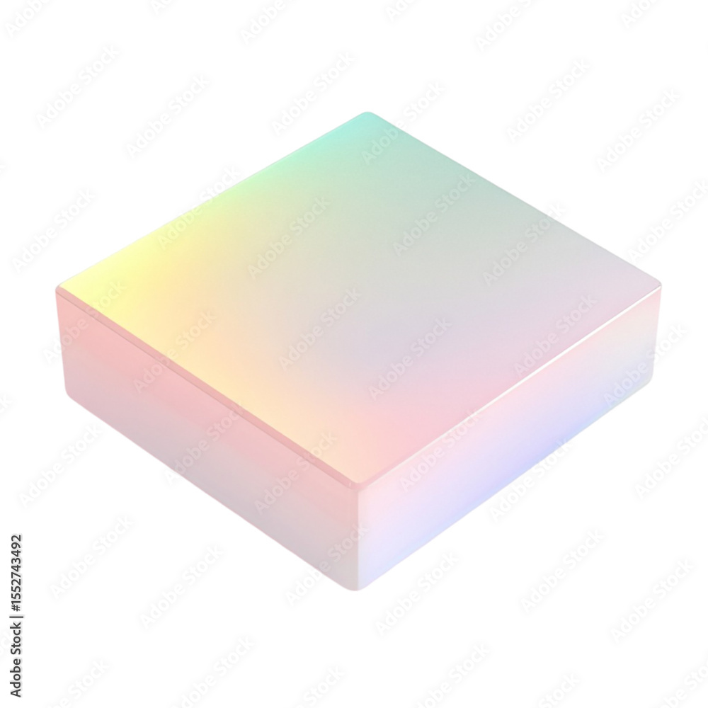 Poster pastel cube on multicolored striped background simple product display mockup