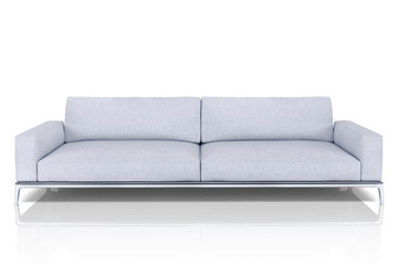 A modern, minimalist gray sofa with clean lines and a sleek design, ideal for contemporary living spaces.