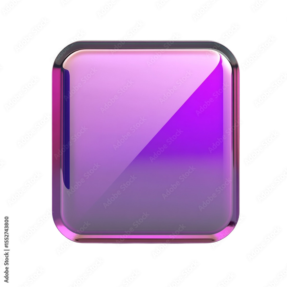 Poster glossy purple square button digital interface element design