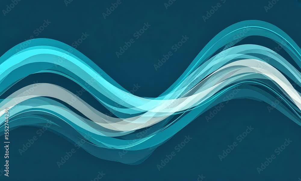 Poster dynamic blue wave patterns creating a soothing visual rhythm throughout the frame