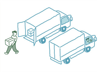 荷物を運んでいるトラック運転手　　ベクターイラスト
