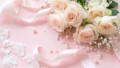 Fototapeta premium ピンク系の花のフェミニンな背景素材