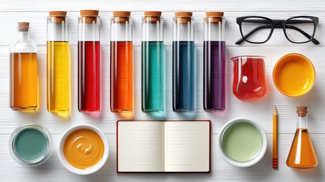 Colorful laboratory experiments showcasing test tubes and scientific instruments