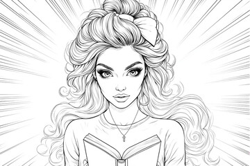 Woman with long hair and a bow in her hair. She is wearing a necklace and a shirt