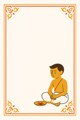 Minimal South Indian Upanayanam invitation templates with traditional borders and ample space for custom text — culturally rich designs for a sacred coming-of-age ceremony.