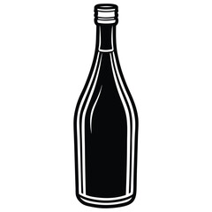 Black Silhouette Of A Glass Bottle On White Background