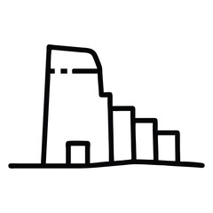 Black Silhouette Of A City Building On White Background