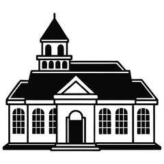 Black Silhouette Of A City Building On White Background