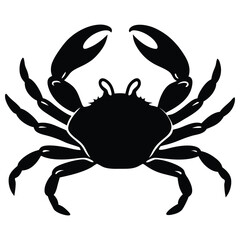 Black Silhouette Of A Sea Crab On White Background