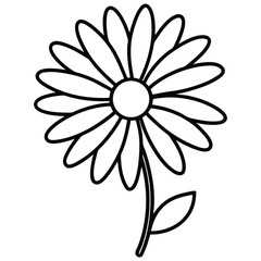Black Silhouette Of A Daisy Flower On White Background