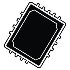 Memory Chip Silhouette Vector in Black and White