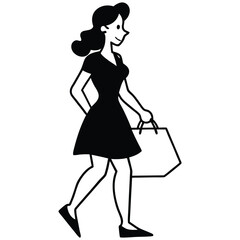 Black Shopping Girl Silhouette Vector Illustration