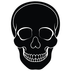 Black Skull Silhouette Vector Illustration Minimal