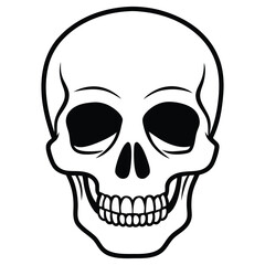 Minimal Skull Silhouette Vector in Black Artwork