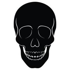 Simple Skull Silhouette on White Vector Design